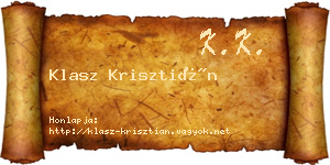 Klasz Krisztián névjegykártya